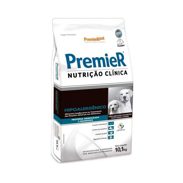 Ração Premier Nutrição Clínica Cães Hipoalergênico Proteína Hidrolisada e Mandioca Médio e Grande Portes 10,1Kg