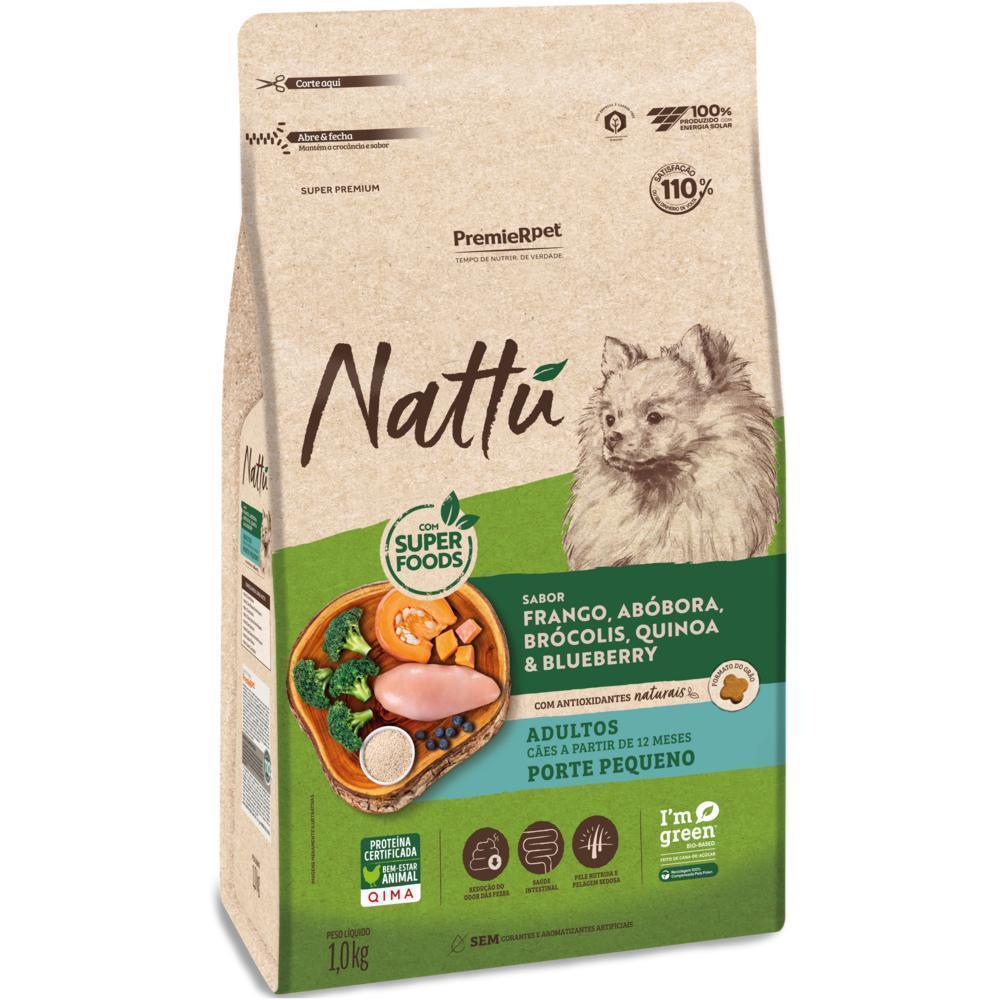 Nattu Cães Adultos Porte Pequeno Frango, Abóbora, Brócolis, Quinoa e Blueberry