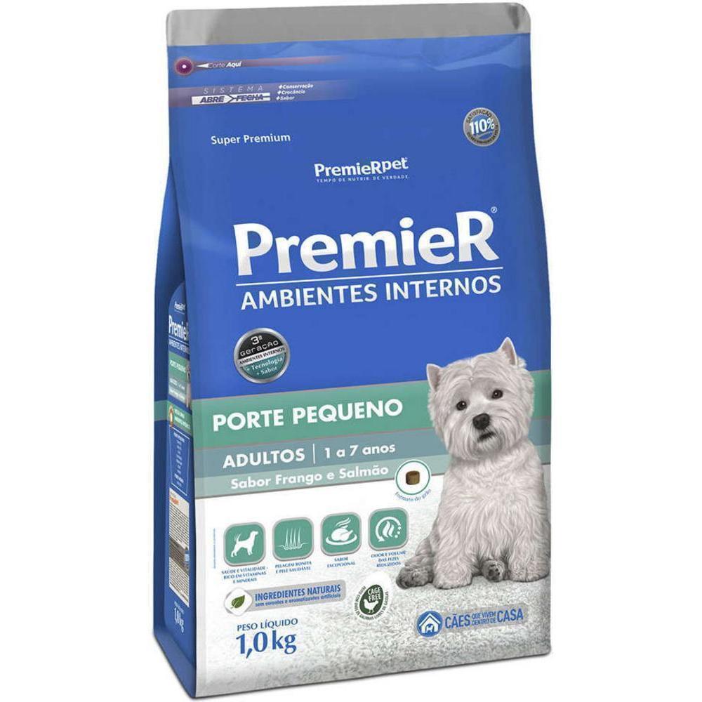 Ração Ambientes Internos Cães Pequenos Adultos Premier Frango e Salmão 1Kg