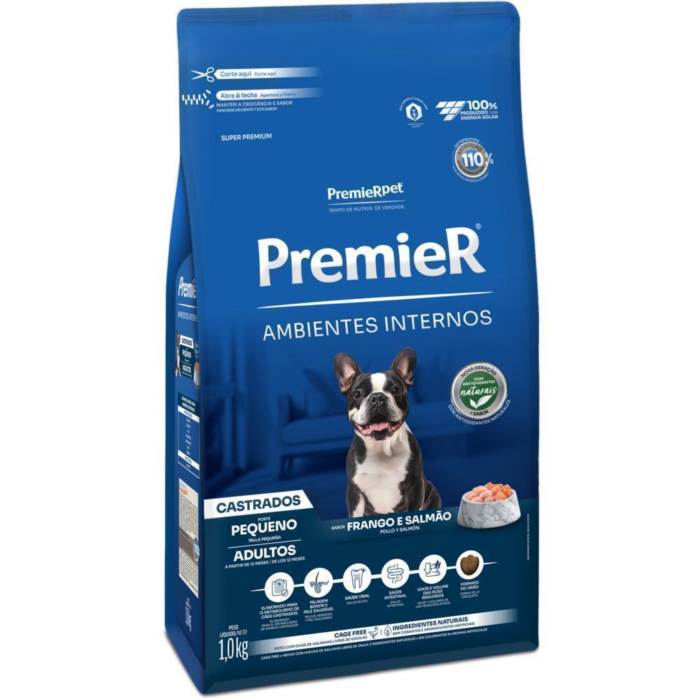 PremieR Ambientes Internos Cães Adultos Porte Pequeno Frango e Salmão Castrados