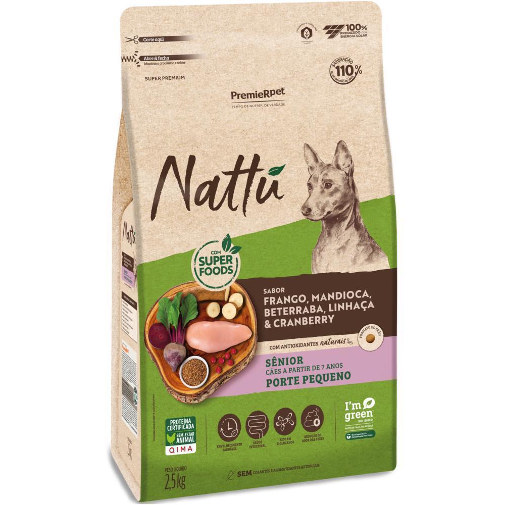 Nattu Cães Sênior Porte Pequeno Frango, Mandioca, Beterraba, Linhaça e Cranberry