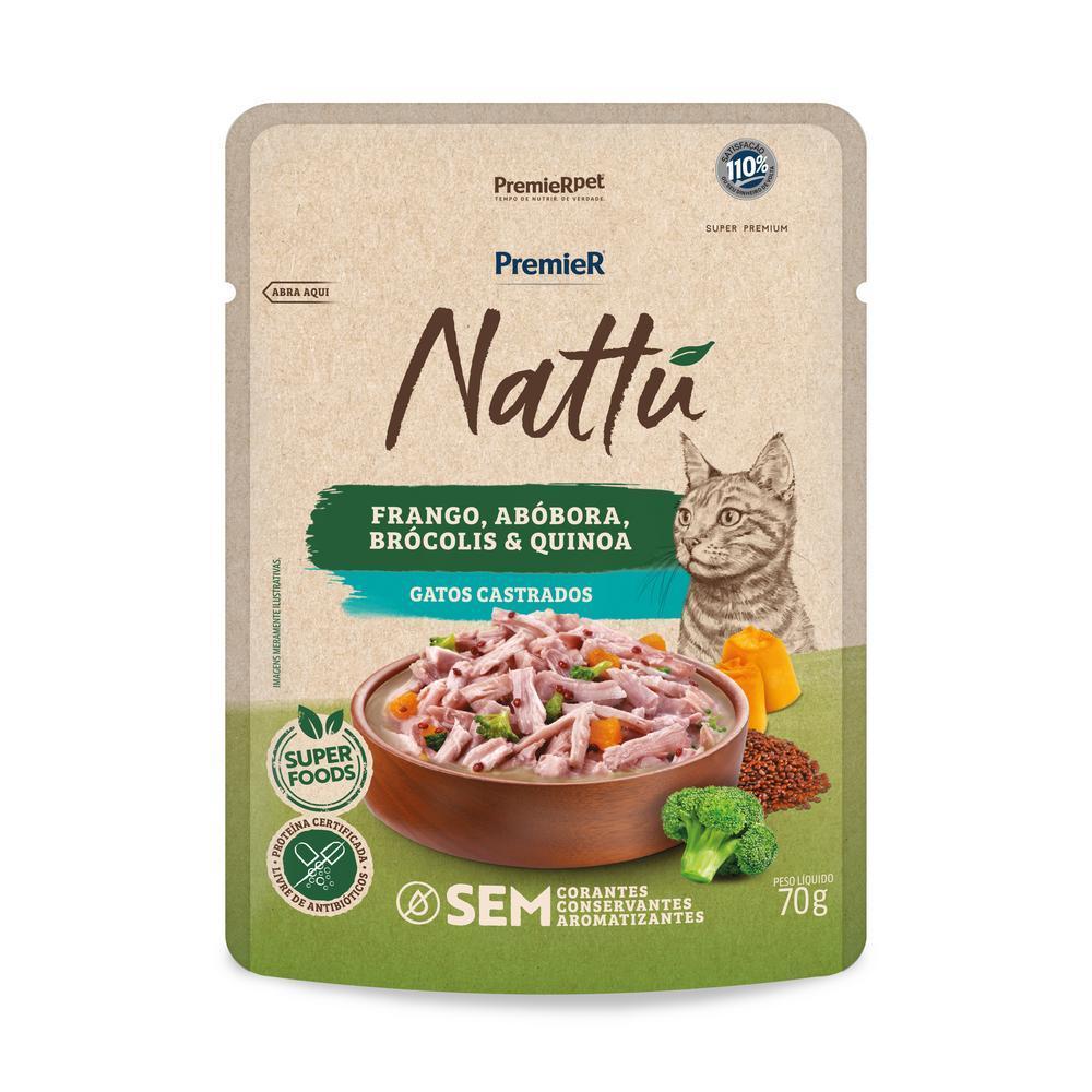 PremieR Nattu Úmidos Gatos Castrados Frango, Abóbora, Brócolis e Quinoa
